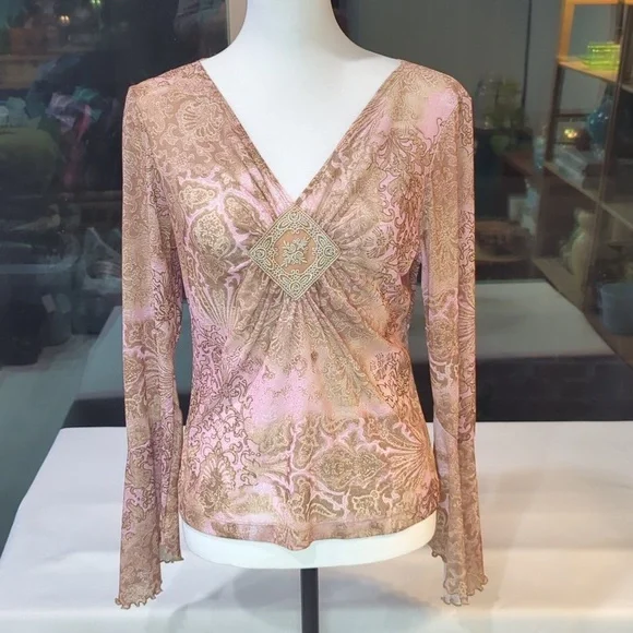 No Boundaries True Y2K Flare Sleeve Top - Picture 1 of 7